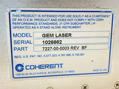 USED COHERENT REV BF GEM LASER INDUSTRIAL CO2 LASER HEAD