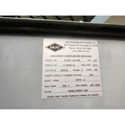 USED HEAT EXCHANGE AND TRANSFER, INC. KM550-120-483