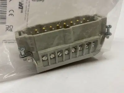 NEW HARTING INSERT HAN 16E-MALE-SCREW FE(AU)/CUNI TYPE J