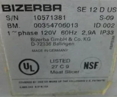 USED BIZERBA SE12D