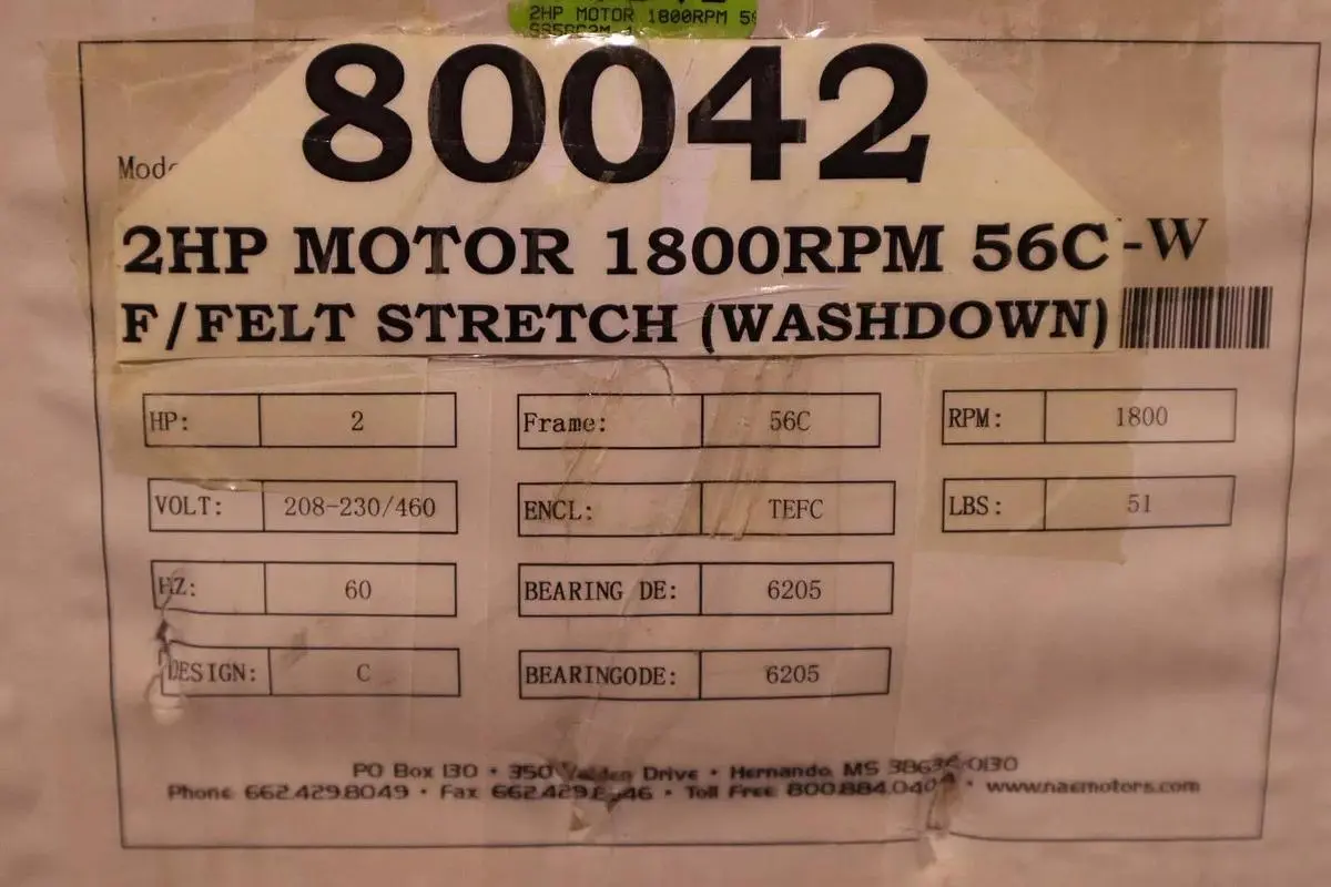 NORTH AMERICAN ELECTRIC F56C2M-4 MOTOR 3450RPM 2HP 60HZ RPM 1750 STOCK S-294