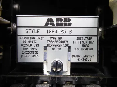 ABB 1963125B Type HU Transformer Differential Relay Used