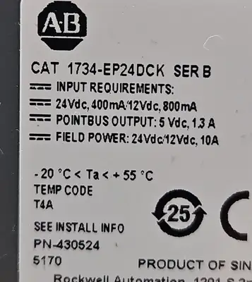 USED Allen-Bradley Allen-Bradley 1734-EP24DCK with 1734-RTB/A.