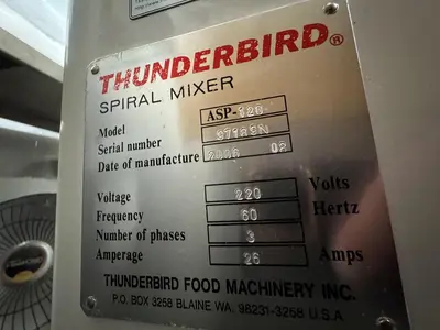 USED 2006 THUNDERBIRD FOOD MACHINERY ASP-120