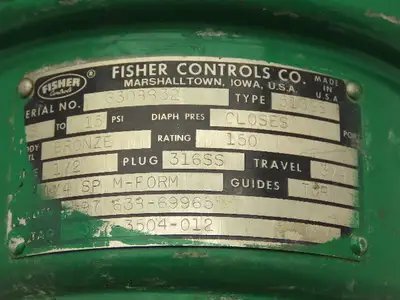 Fisher 513GS Pneumatic Diaphragm Actuator Control Valve 1/2" NPT Bronze 3-15 PSI