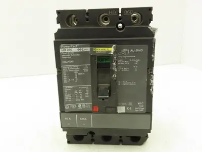 Square D HDL36040 PowerPact Circuit Breaker 40 Amp 3 Pole HD 060 Panel Mount