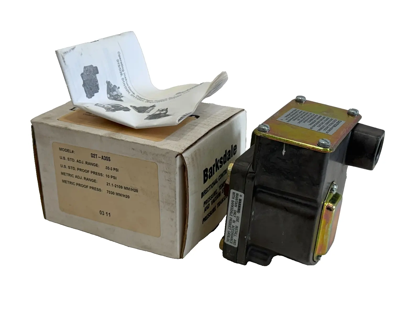 NEW BARKSDALE D2T-A3SS TERMINAL BLOCK DIAPHRAGM 10PSI .03-3 PSI D2TA3SS