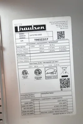 TRAULSEN 27” UNDERCOUNTER REFRIGERATOR MODEL UHT27R0-0300 (OPENS LEFT TO RIGHT)