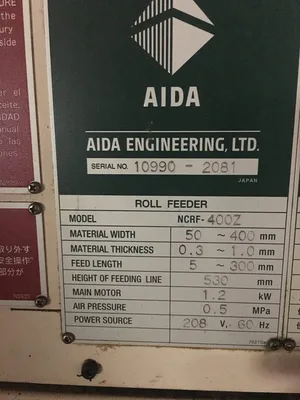 USED AIDA PRESSES NCRF-400Z