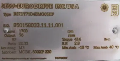 NEW SEW EURODRIVE DFT71D4BMG05HF GEARMOTOR 22.32:1 230/460V R27DT71D4BMG05HF