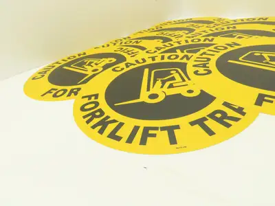 Stranco Adhesive Anit-Slip Floor Sign Caution Forklift Traffic 17" Lot Of 10