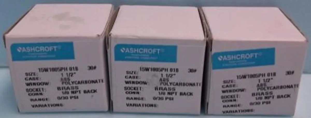 QTY. 3. ASHCROFT INSTRUMENTS PRESSURE GAUGE 15W100...