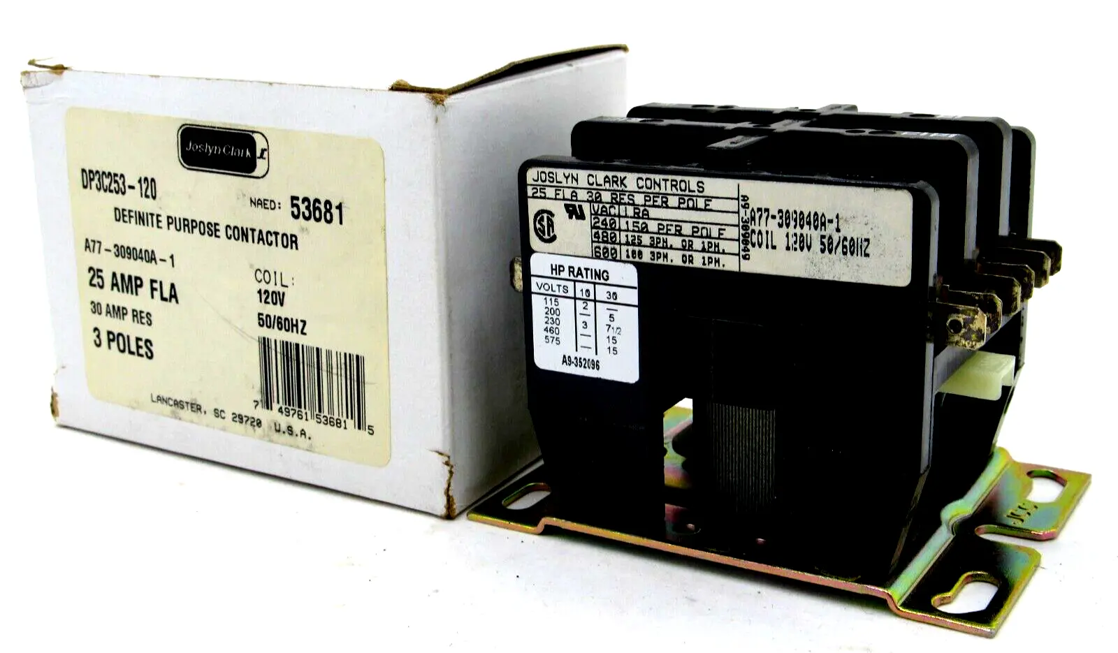 NEW JOSLYN CLARK A77-309040A-1 DEFINITE PURPOSE CONTACTOR 3 POLE A77309040A1