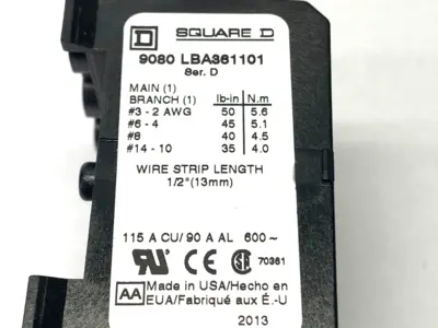 Used Square D Ser. D Power Distribution Block 3-Pole, 600V Terminal Blocks Michigan US | Maverick Industrial Sales #1496053