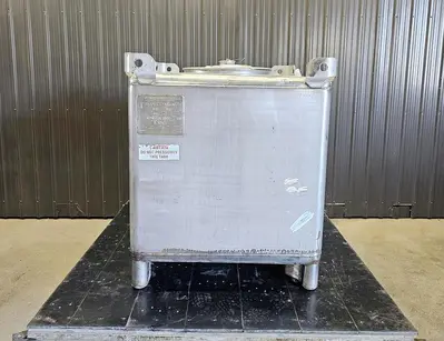 Used 350 Gallon IBC Tank (Tote), 304 Stainless Steel