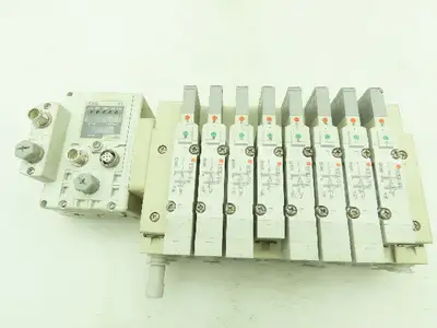 SMC SV Series 8-Station Manifold w/EX600 Serial Interface 24VDC Solenoid Valves
