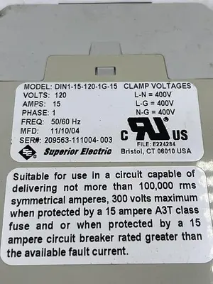 USED SUPERIOR ELECTRIC SUPERIOR ELECTRIC DIN1-15-120-1G-15