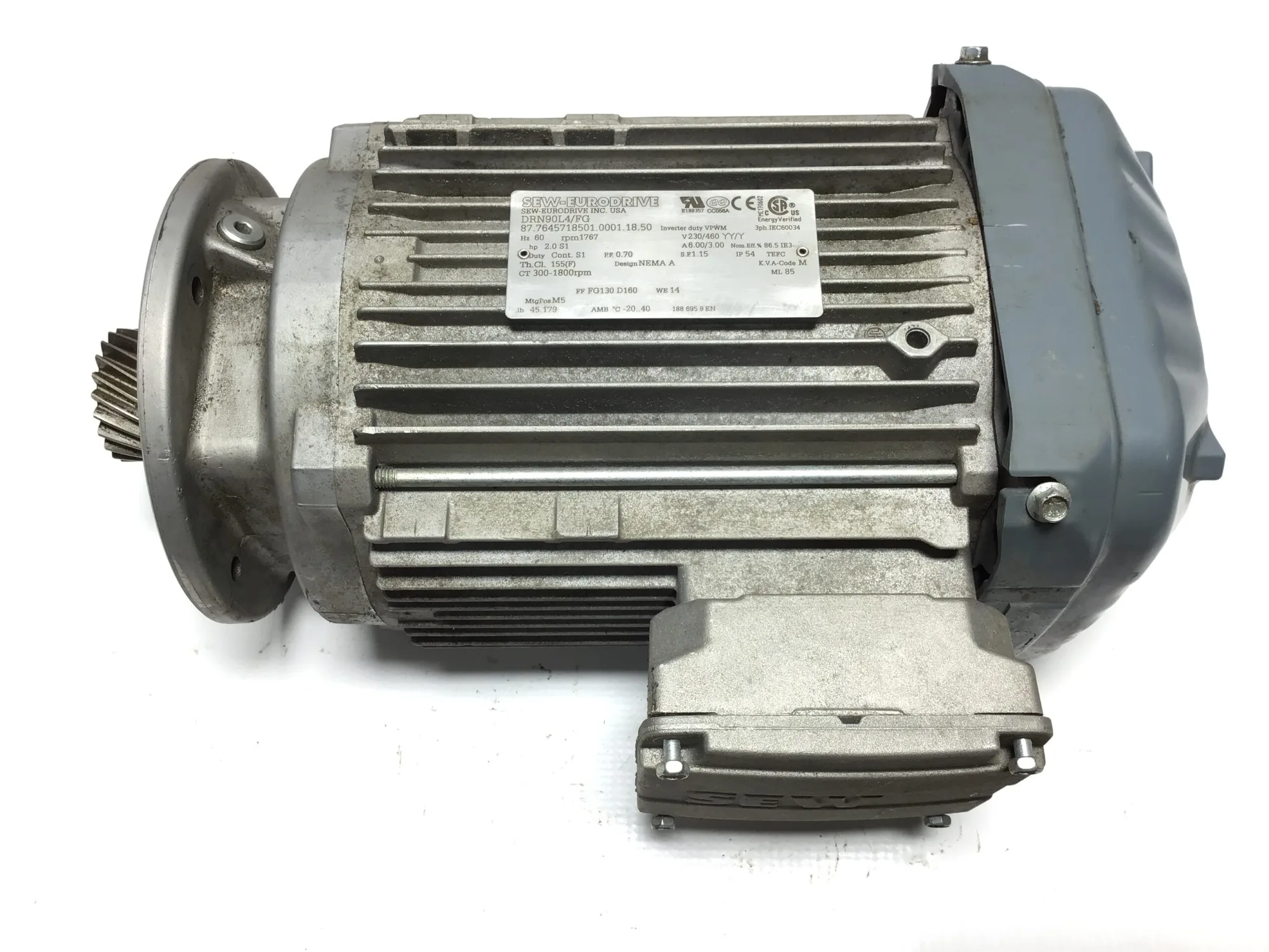 Sew-Eurodrive DRN90L4/FG Inverter Duty Motor 2.0HP 3PH