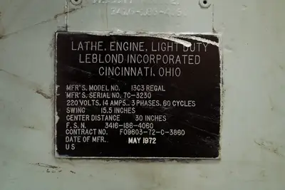 Leblond 1303 Regal 16 x 30 Manual Lathe