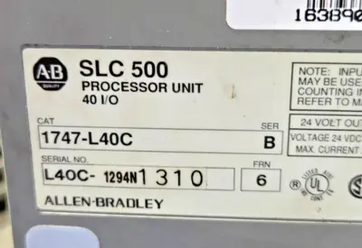 ALLEN BRADLEY 1747-L40C 1747L40C SLC 500 PROGRAMMABLE CONTROLLER PROCESSOR UNIT