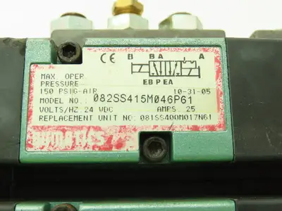 Numatics  082SS415M046P61 2-Station Flexiblock Manifold 24VDC Solenoid Valves