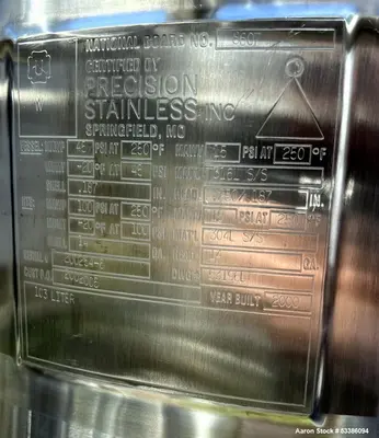 Used Board Rated Freeze/Thaw Jacketed Vertical Tank.