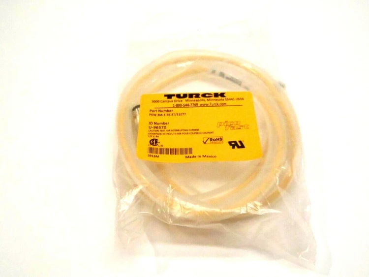 New | in-Stock TURCK MALE 12 ANGLED FEMALE M8 CORDSET Cable & Wire | Maverick Industrial Sales #1107740