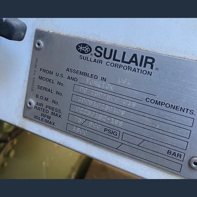 USED 2017 CENTRAL AIR EQUIPMENT (SULLAIR COMPRESSOR) 750/500-SU-E