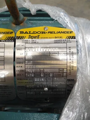 Baldor ECP83587T-4 Super-E 841XL Industrial Motor 2 HP 460V 1755 RPM New