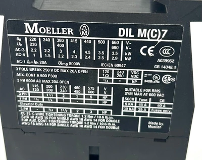 USED MOELLER DIL M(C)7
