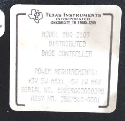 NEW TEXAS INSTRUMENTS 500-2109 BASE CONTROLLER MODULE 5002109