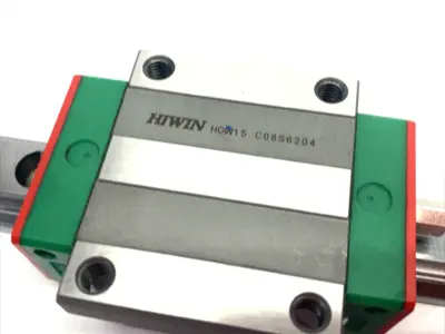 USED HIWIN LINEAR GUIDEWAY BLOCK AND RAIL, 1-BLOCK, 100MM RAIL