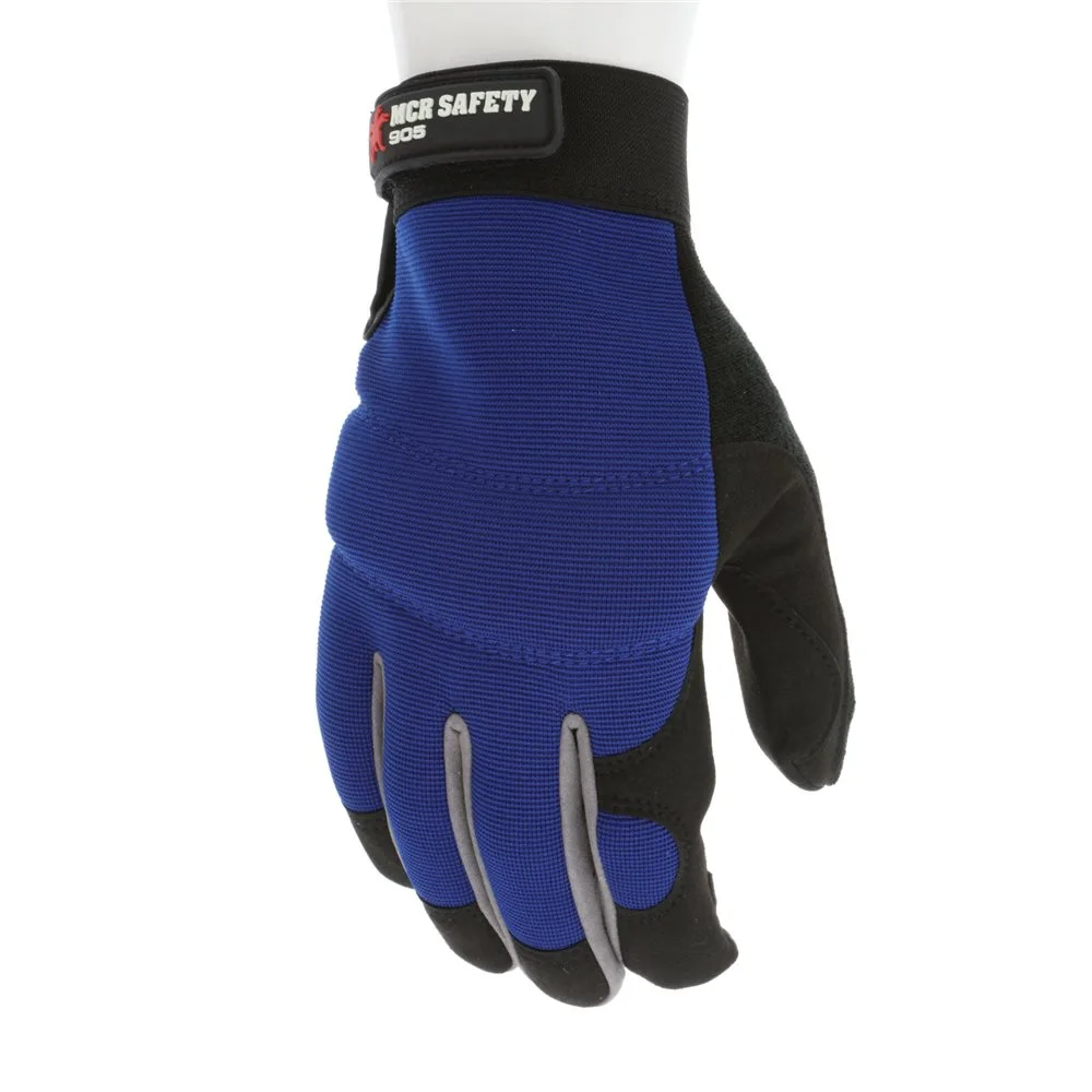 Memphis Mechanics Gloves, Blue, Synthetic Leather Palm Size X-Large