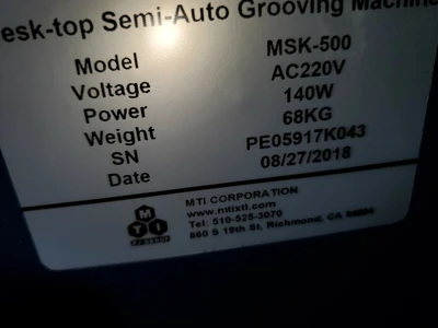 USED MTI MSK-500 DESKTOP SEMI-AUTO GROOVING MACHINE