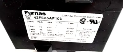 NEW FURNAS 42FE35AF106 DEFINITE PURPOSE MAGNETIC CONTACTOR 3 POLE 75 AMP