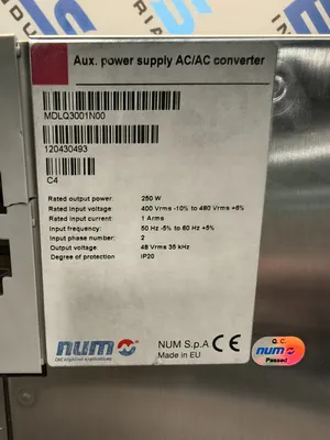 Used NUM MDLQ3001N00 Power Supply - High Voltage South Carolina US | ESS Industrial Equipment Sales #1403949