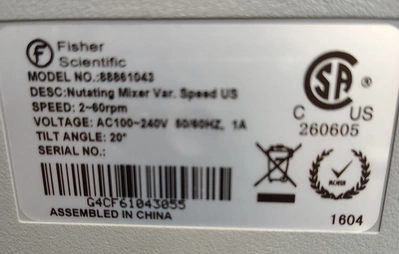 Used FISHER SCIENTIFIC 88861043 Lab Mixers California US | Biotech Equipment Sales #1464626