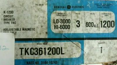 NEW GENERAL ELECTRIC TKC361200L CIRCUIT BREAKER 1200A 600V 3P