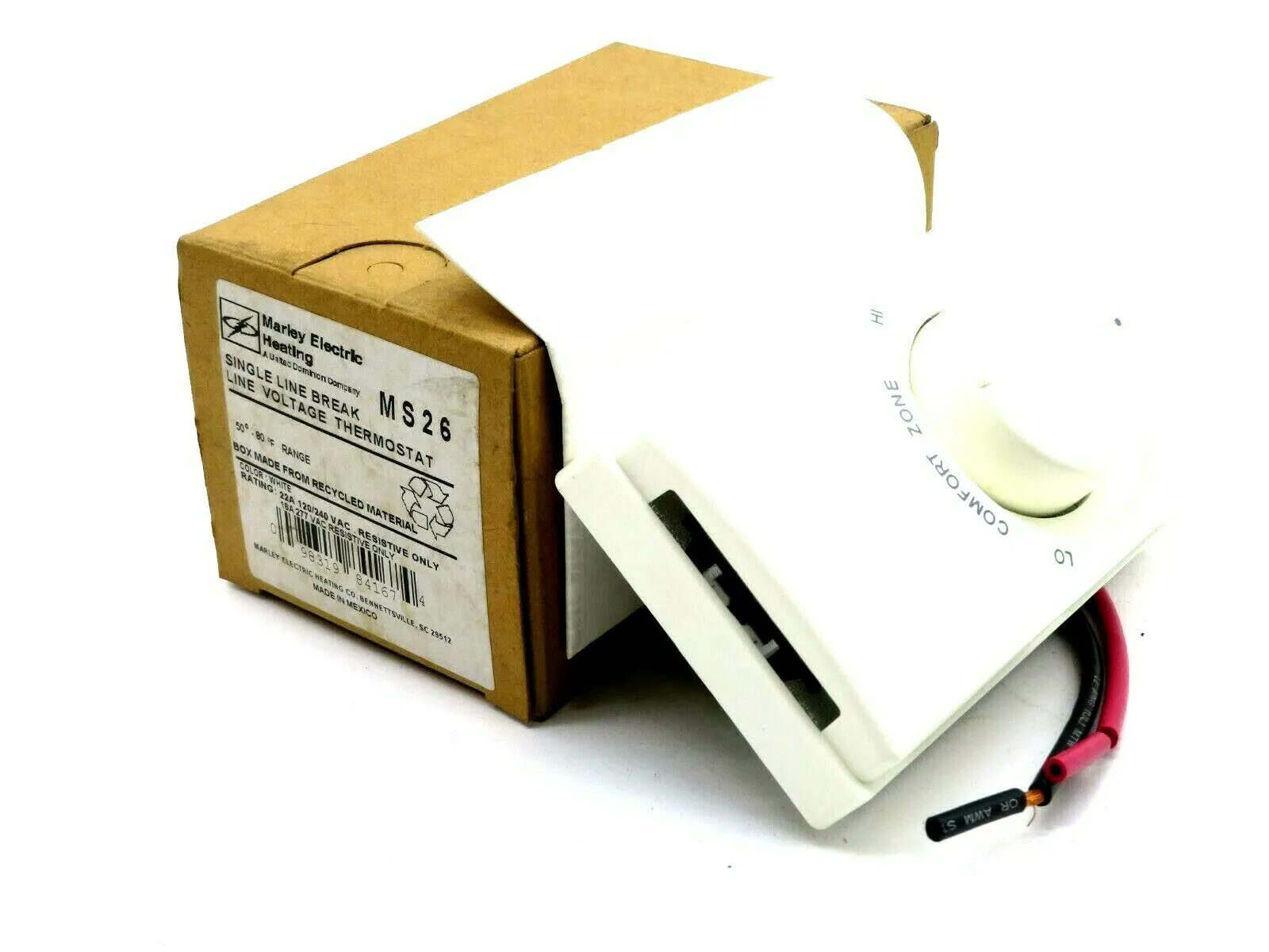 NEW MARLEY ELECTRIC HEATING MS26 SINGLE LINE BREAK LINE VOLTAGE THERMOSTAT