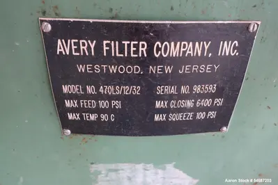 Used AVERY 470LS/12/3 Filter Presses Illinois US | Aaron Equipment #1515465