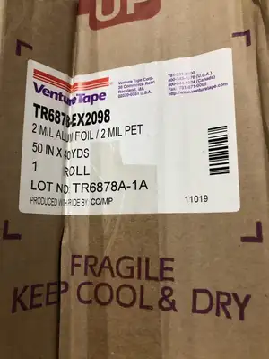 VentureTape TR6878-EX2098 Aluminum Foil Tape Roll 50in X 40yds -NIB
