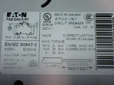 USED SIEMENS FAZD40/3RT
