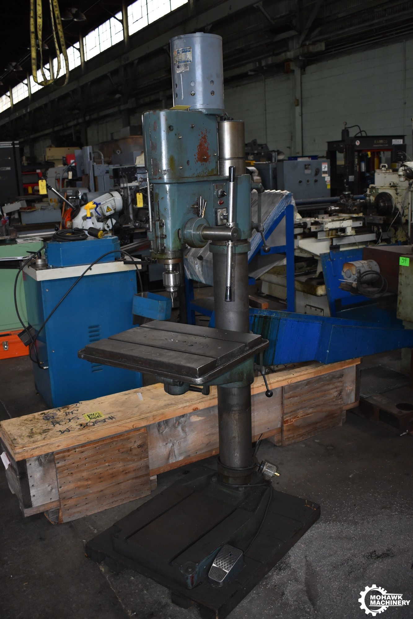24" ENCO "127-3040" GEARED-HEAD FLOOR-STANDING DRILL PRESS w/POWER DOWN FEED - TAPPING - 2 HP MOTOR