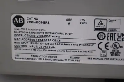 ALLEN BRADLEY 2198-H008-ERS / 2198H008ERS (USED) STOCK H1607