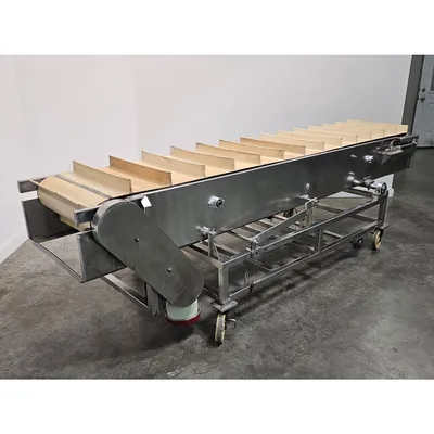 Used 23"W X 9'-6"L Stainless Steel Sanitary Cleated incline Belt Conveyor
