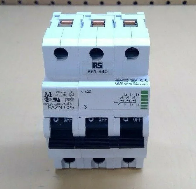 Klockner Moeller FAZN C25 -3 3 Pole Circuit Breaker 4D