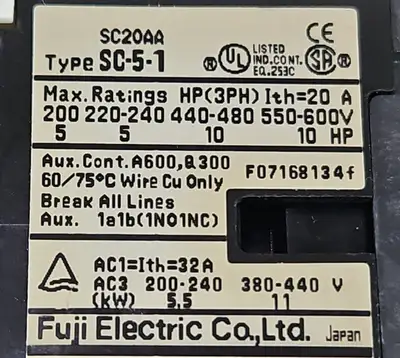 USED Fuji REVERSING CONTACTOR FUJI SC-5-1. TR-5-1N/3.