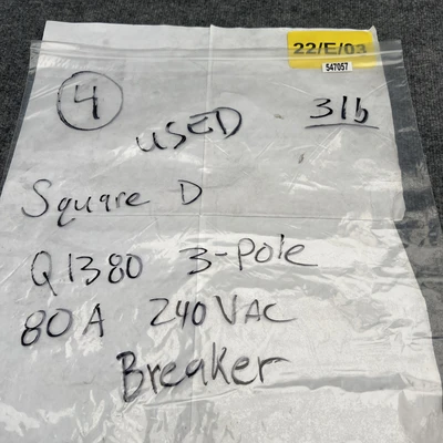 Used Square D Q1380 Circuit Breakers California US | Davliegogo LLC #1707105