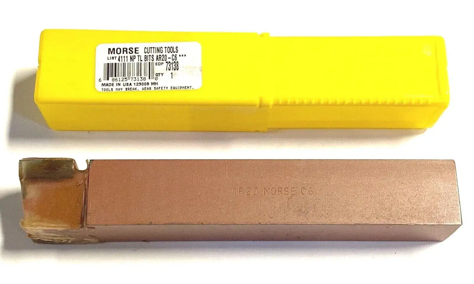 Morse AR-20 Carbide Tipped Tool Bit C6 1-1/4" Shank 8" OAL USA Made 73138