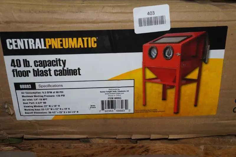 Central Pneumatic 40 Lb Capacity Floor Blast Cabinet